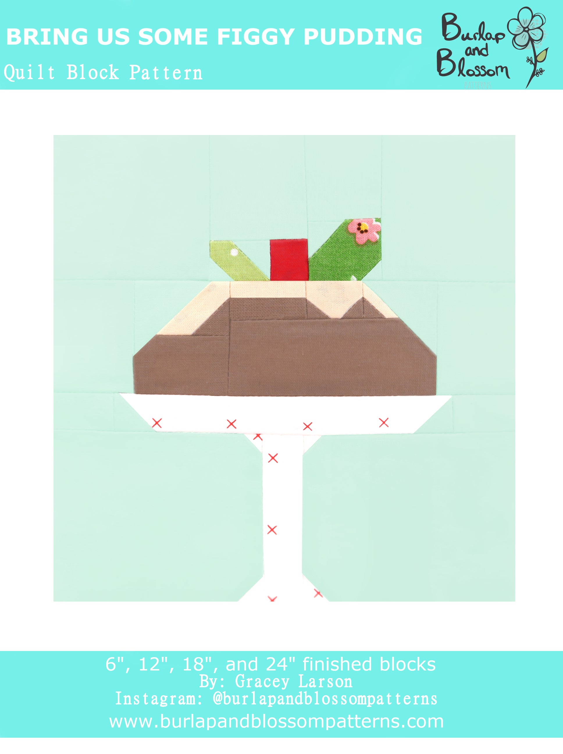 Pattern, Bring Us Some Figgy Pudding Quilt Block by Burlap and Blossom (digital download)