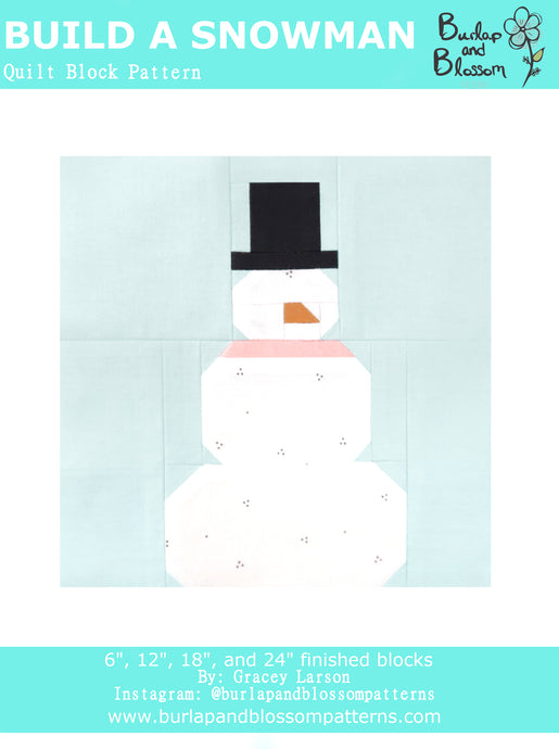 Pattern, Build A Snowman Quilt Block by Burlap and Blossom (digital download)
