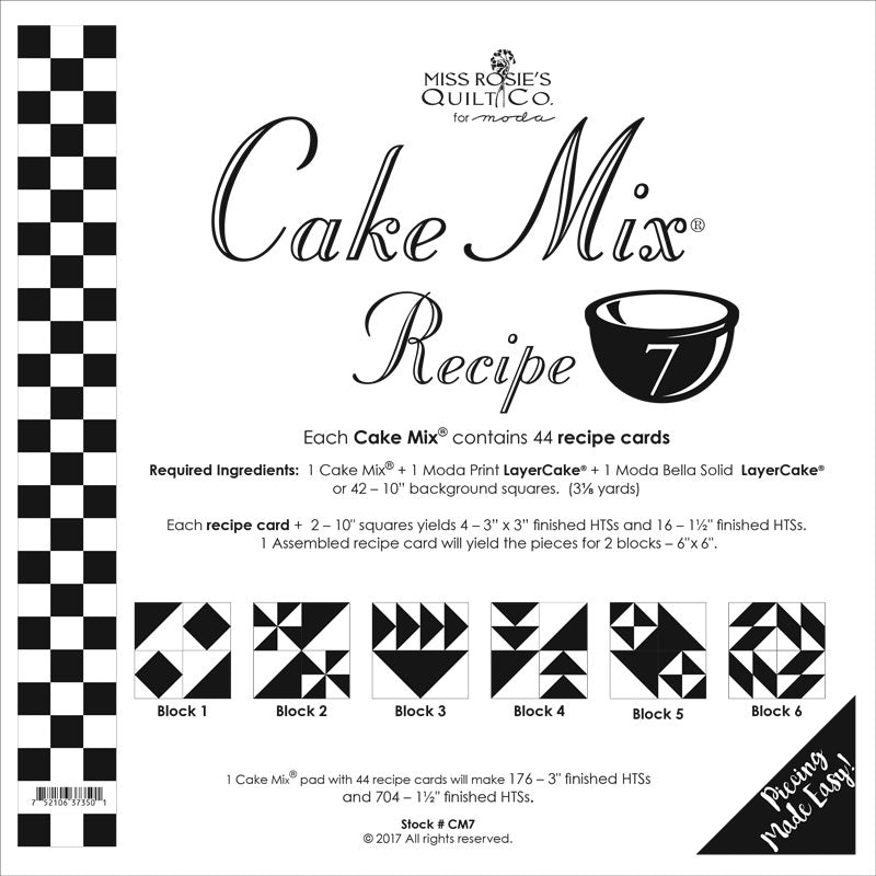 PATTERN, CAKE Mix Recipe #7 by Miss Rosie's Quilt Co.
