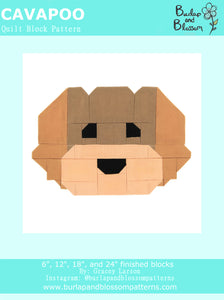 Pattern, Cavapoo Quilt Block by Burlap and Blossom (digital download)