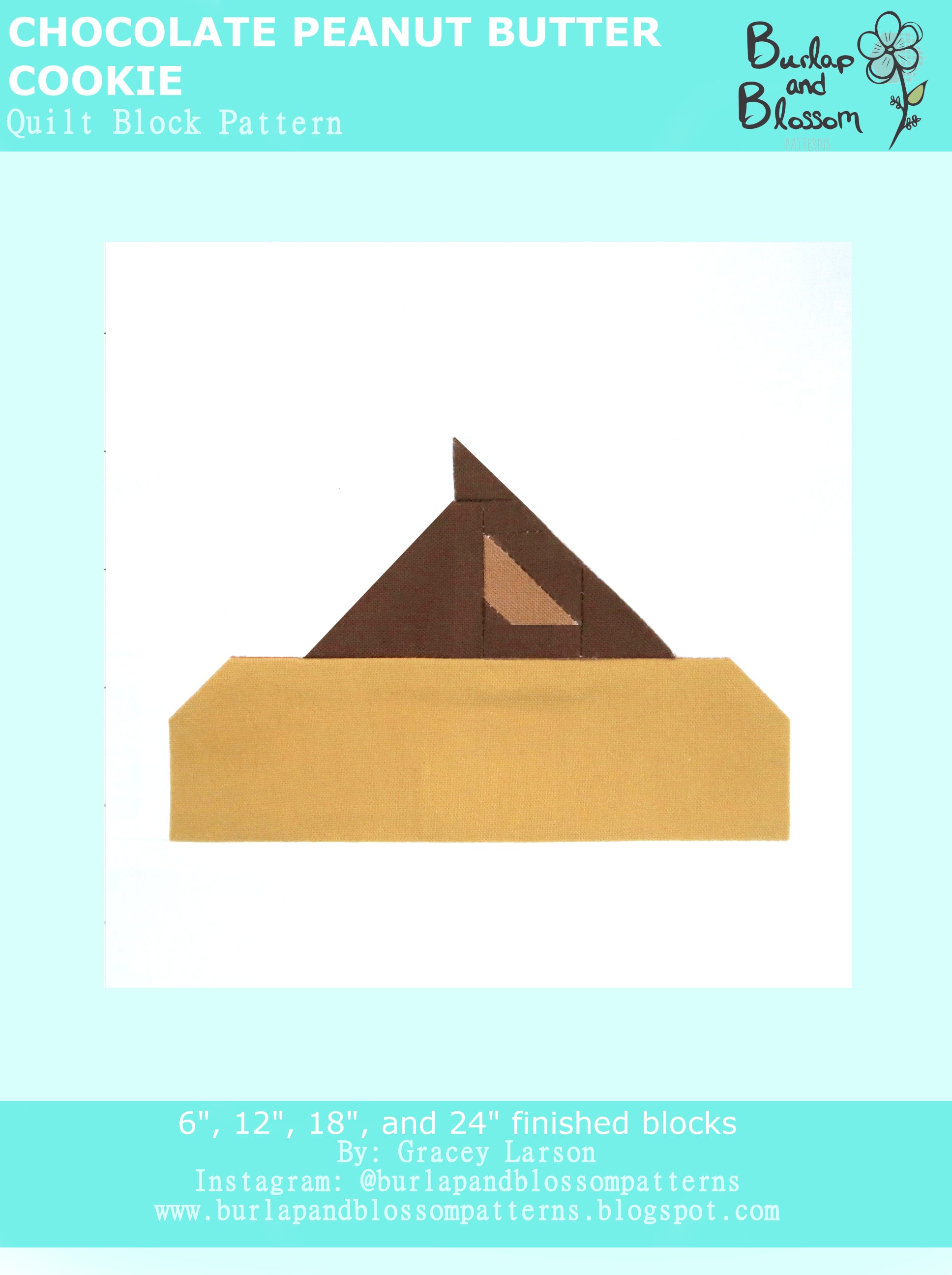 Pattern, Chocolate Peanut Butter Cookie Quilt Block by Burlap and Blossom (digital download)