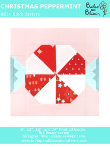 Pattern, Christmas Peppermint Quilt Block by Burlap and Blossom (digital download)