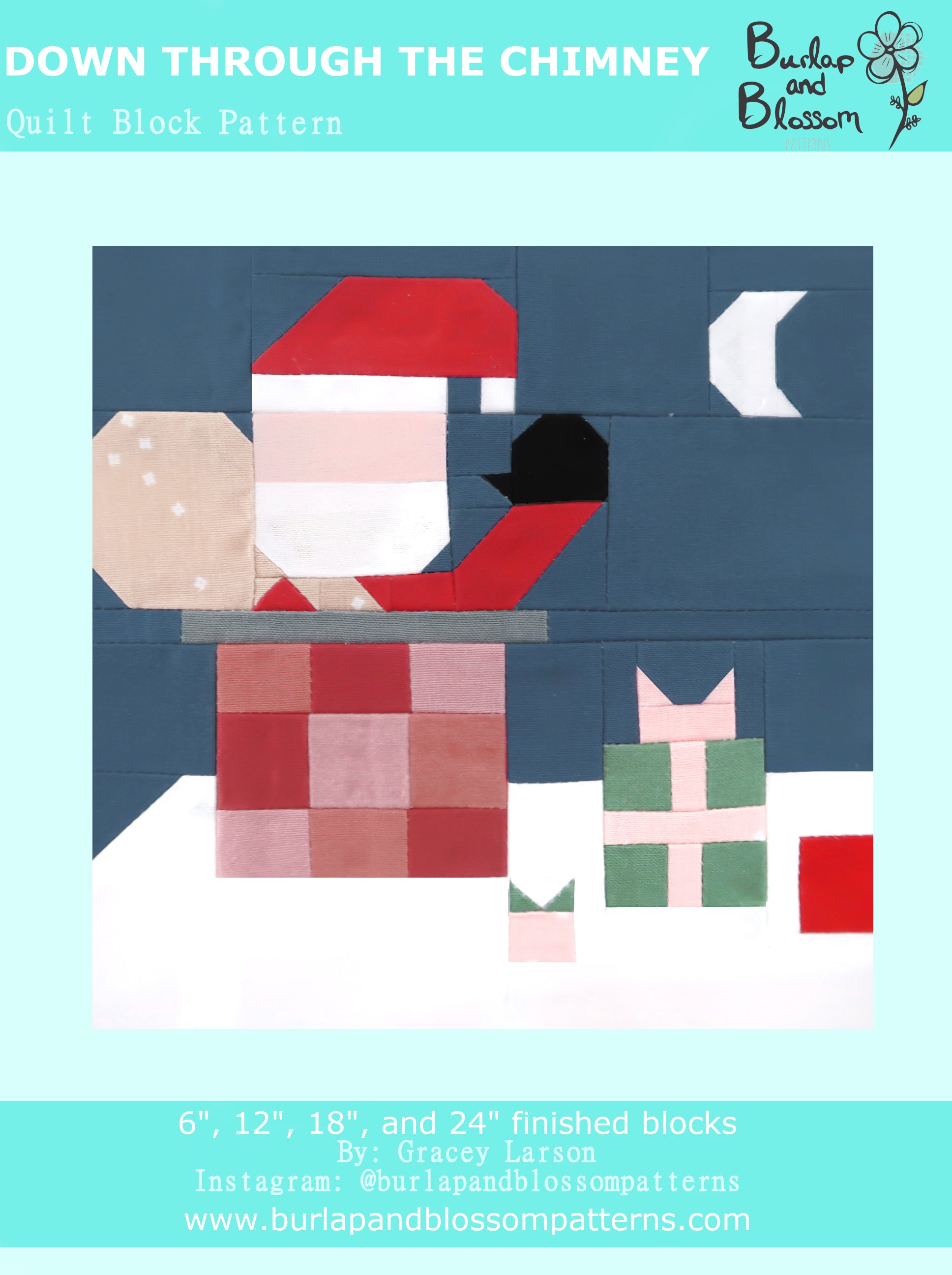 Pattern, Down Through the Chimney Quilt Block by Burlap and Blossom (digital download)