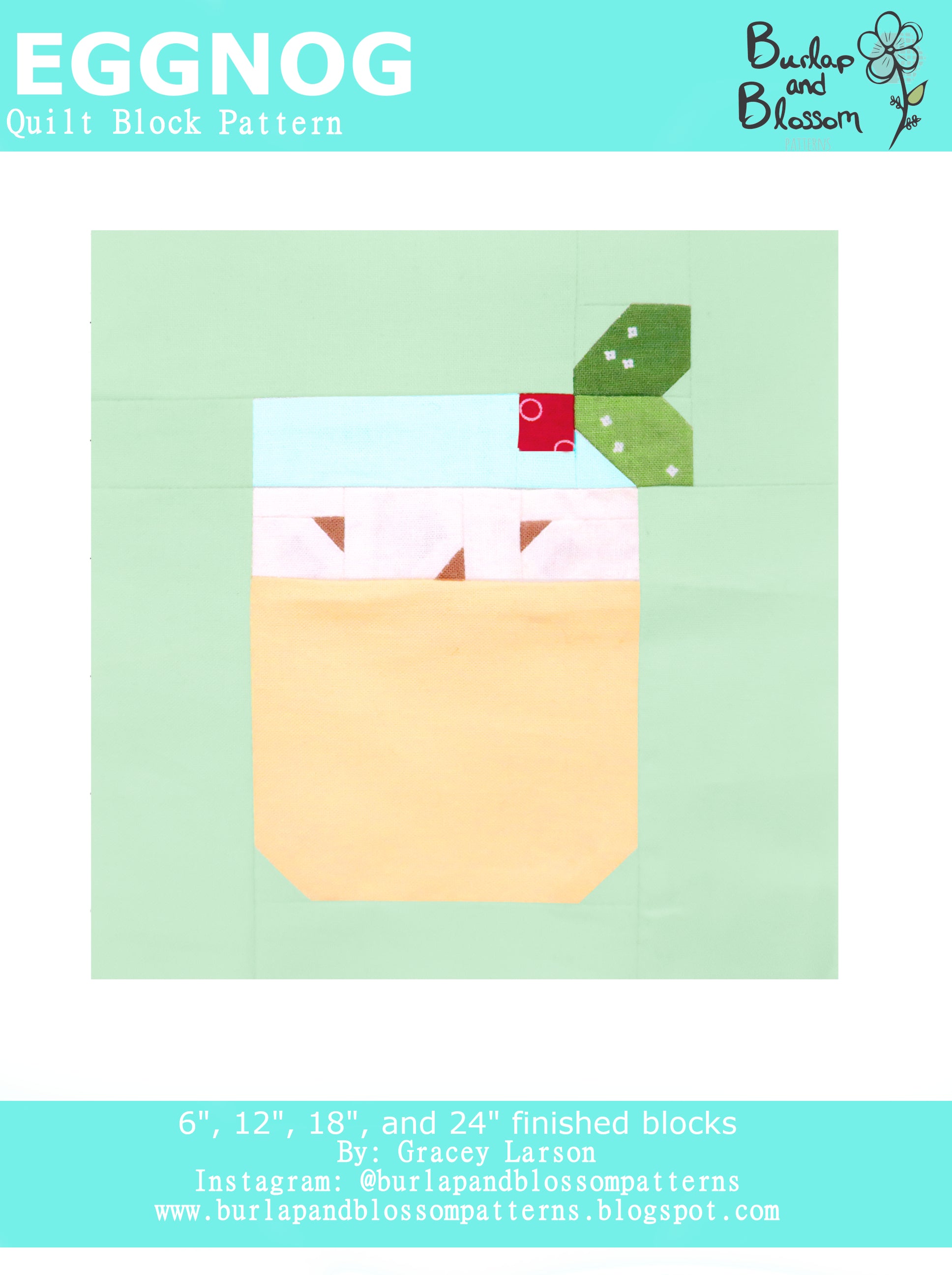 Pattern, Eggnog Quilt Block by Burlap and Blossom (digital download)