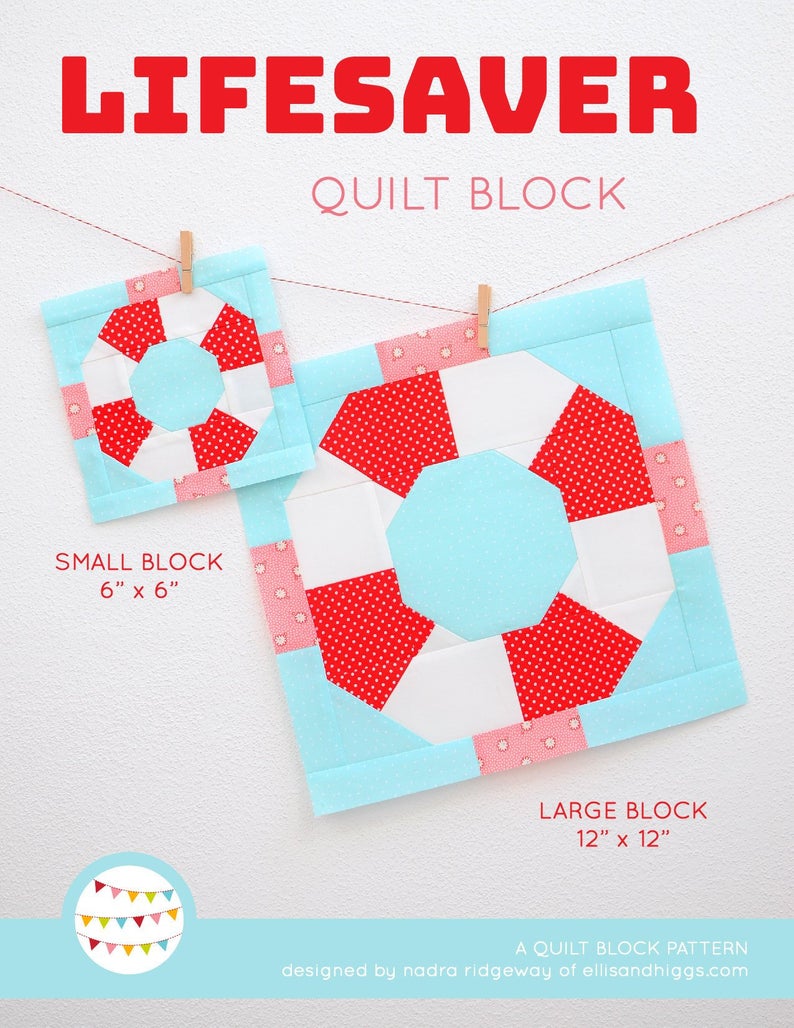 Pattern, Nautical Lifesaver Quilt Block by Ellis & Higgs (digital download)