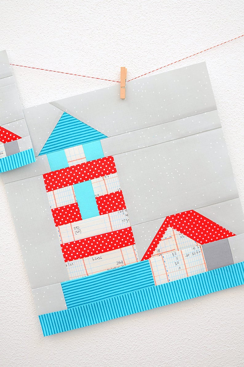 Pattern, Nautical Lighthouse Quilt Block by Ellis & Higgs (digital download)