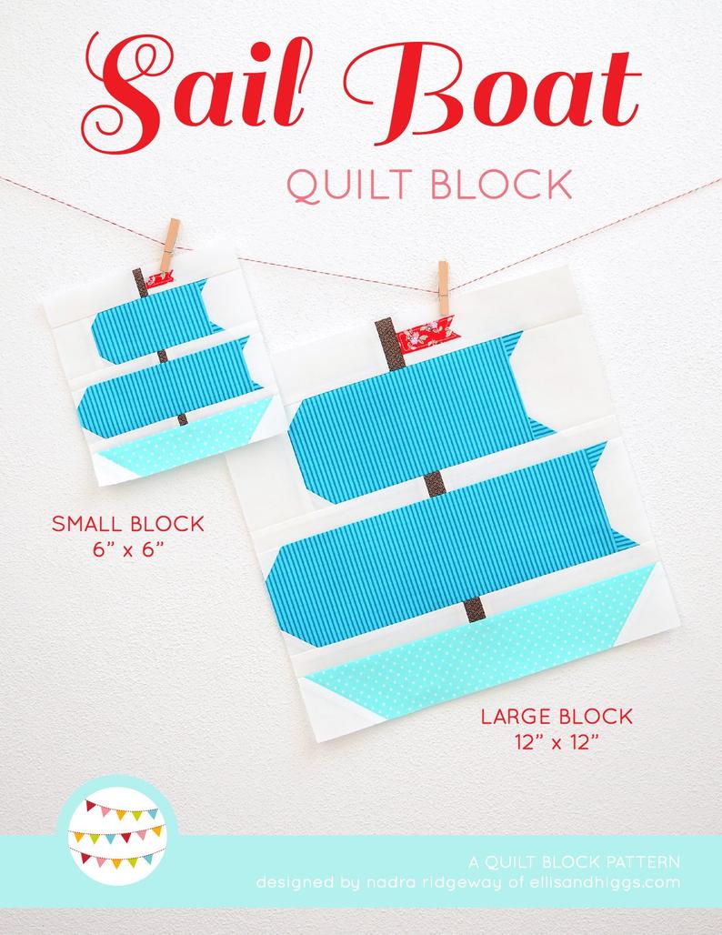 Pattern, Nautical Sail Boat Quilt Block by Ellis & Higgs (digital download)