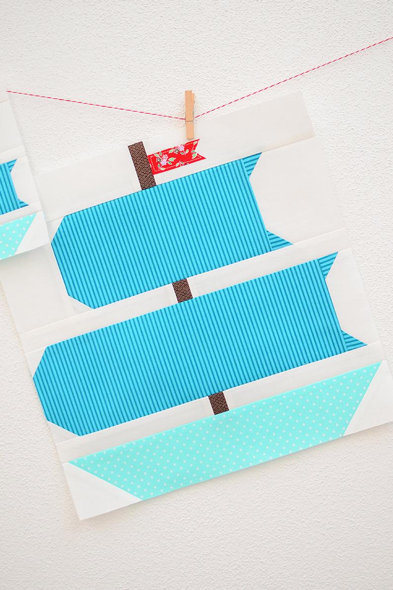 Pattern, Nautical Sail Boat Quilt Block by Ellis & Higgs (digital download)