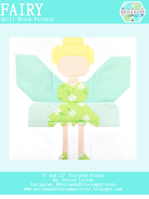 Pattern, Fairy Quilt Block by Burlap and Blossom (digital download)