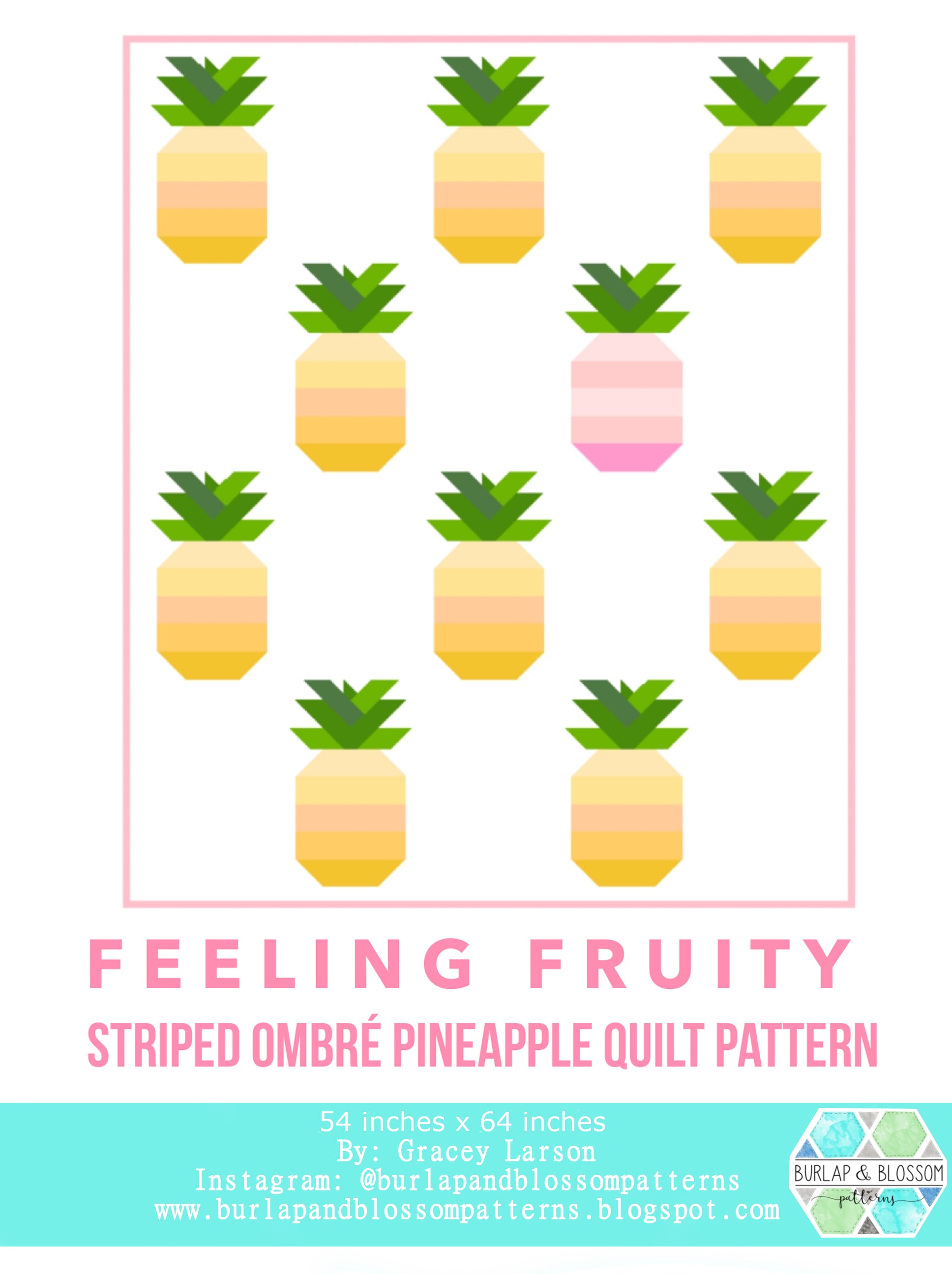 Pattern, Feeling Fruity Pineapple Quilt by Burlap and Blossom (digital download)