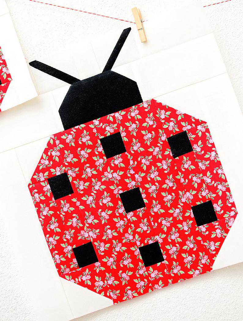 Pattern, Ladybug Quilt Block by Ellis & Higgs (digital download)