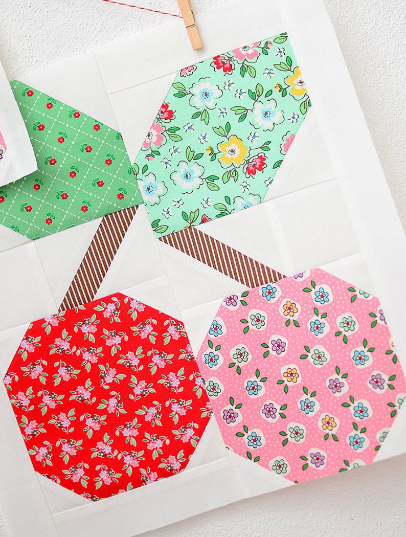 Pattern, Cherry Quilt Block by Ellis & Higgs (digital download)