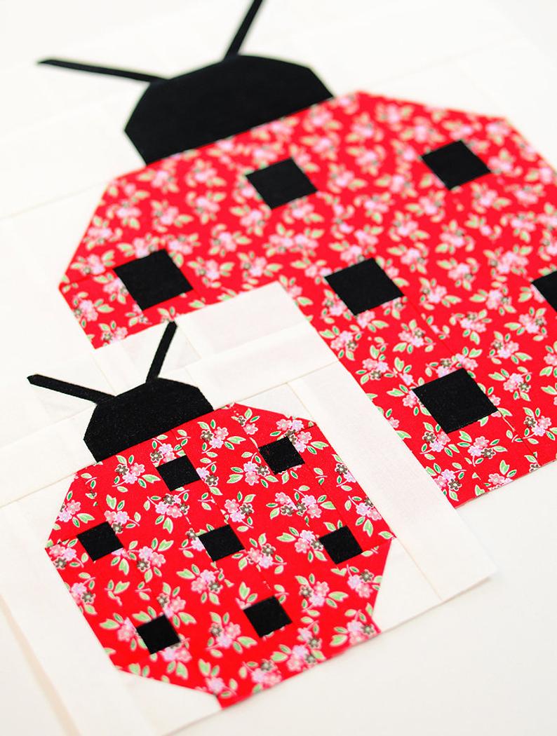 Pattern, Ladybug Quilt Block by Ellis & Higgs (digital download)