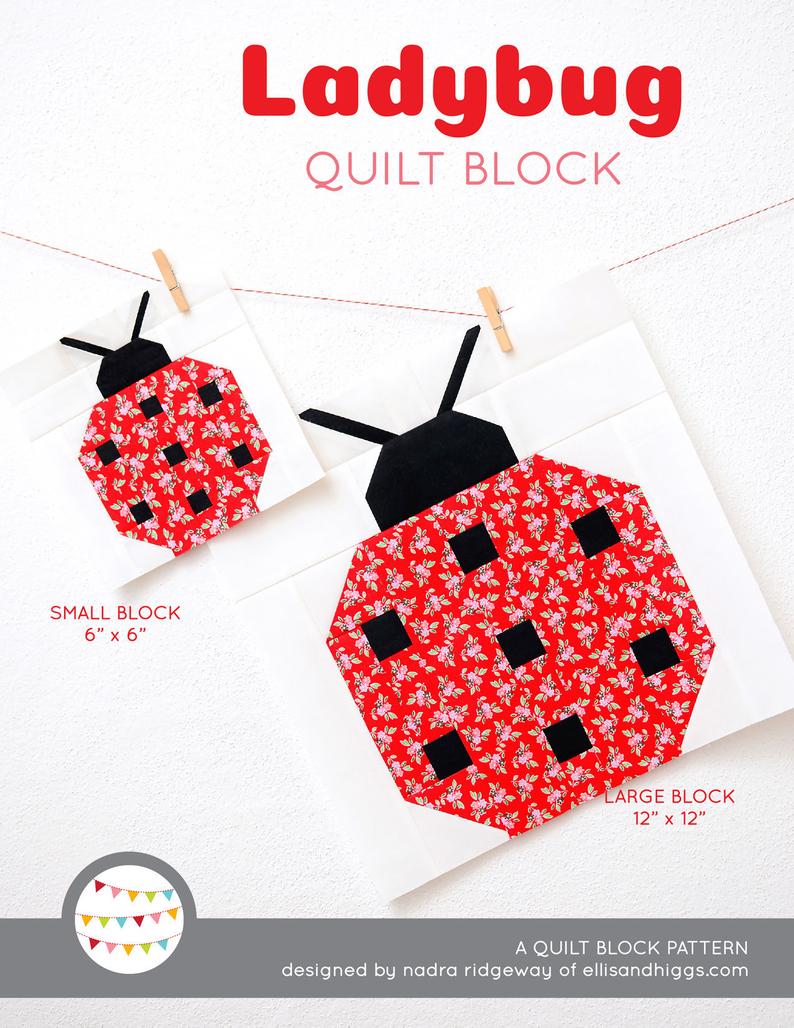 Pattern, Ladybug Quilt Block by Ellis & Higgs (digital download)