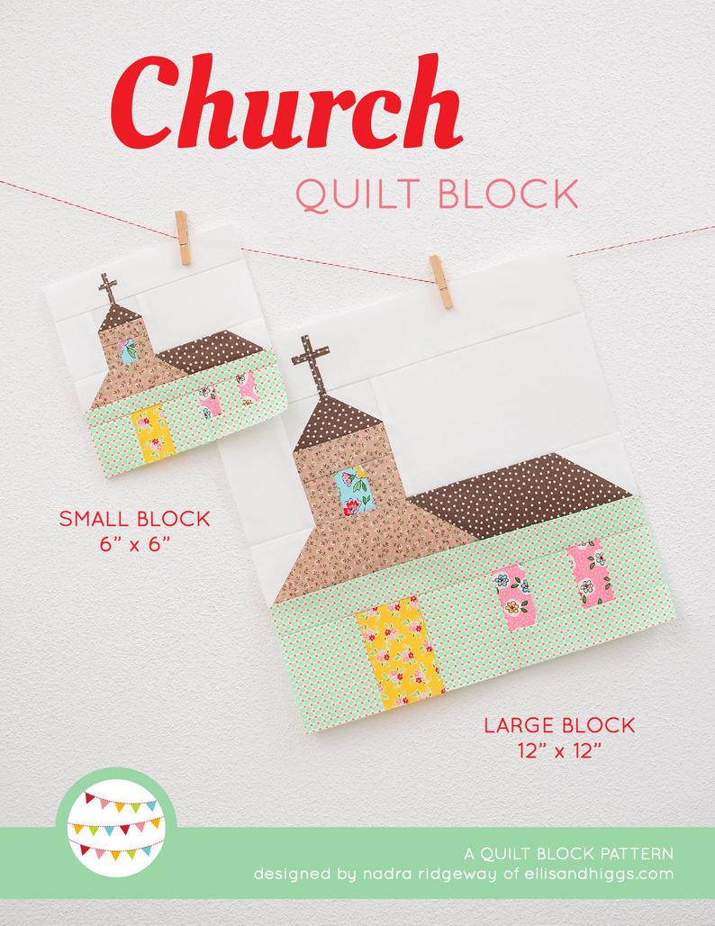 Pattern, Church (with Cross) Quilt Block by Ellis & Higgs (digital download)