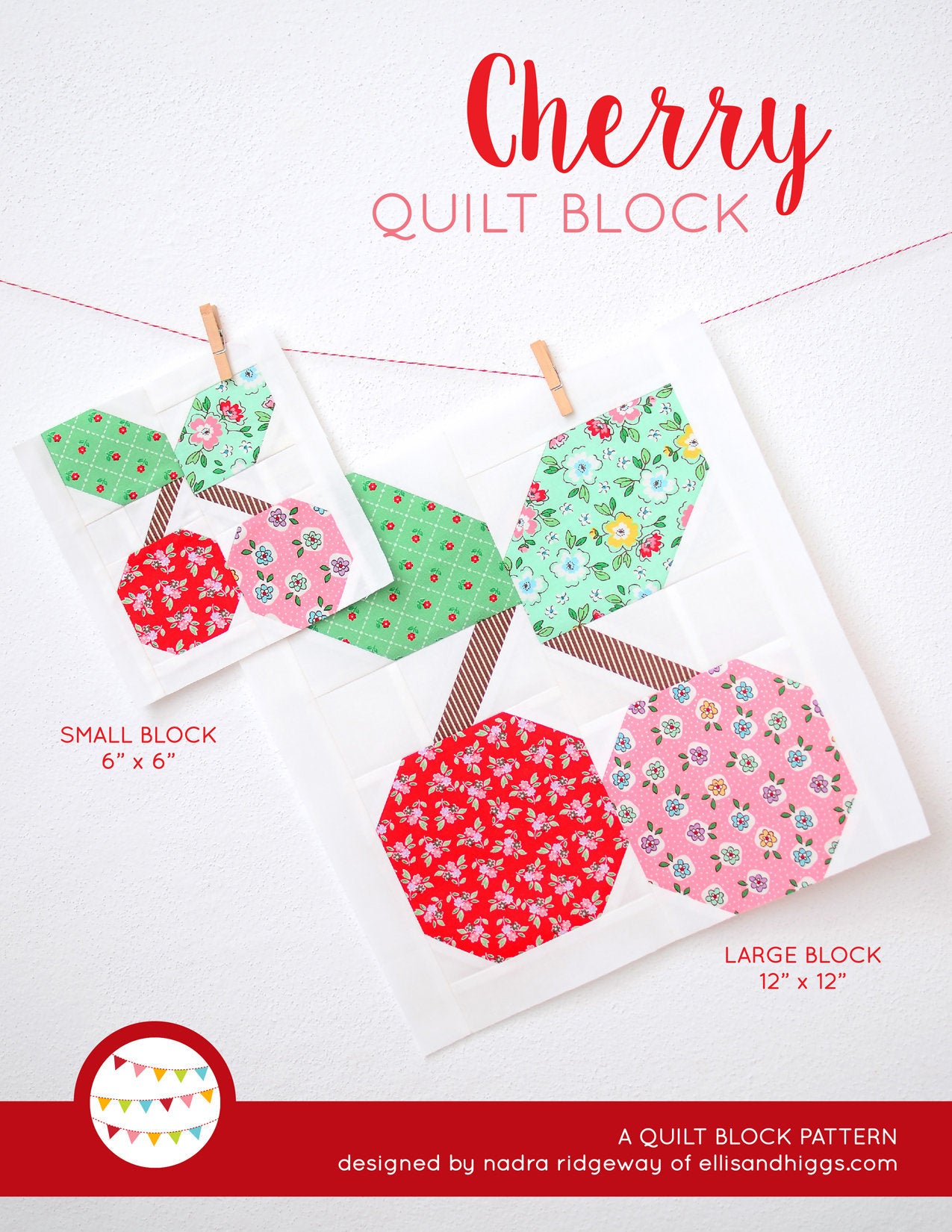 Pattern, Cherry Quilt Block by Ellis & Higgs (digital download)