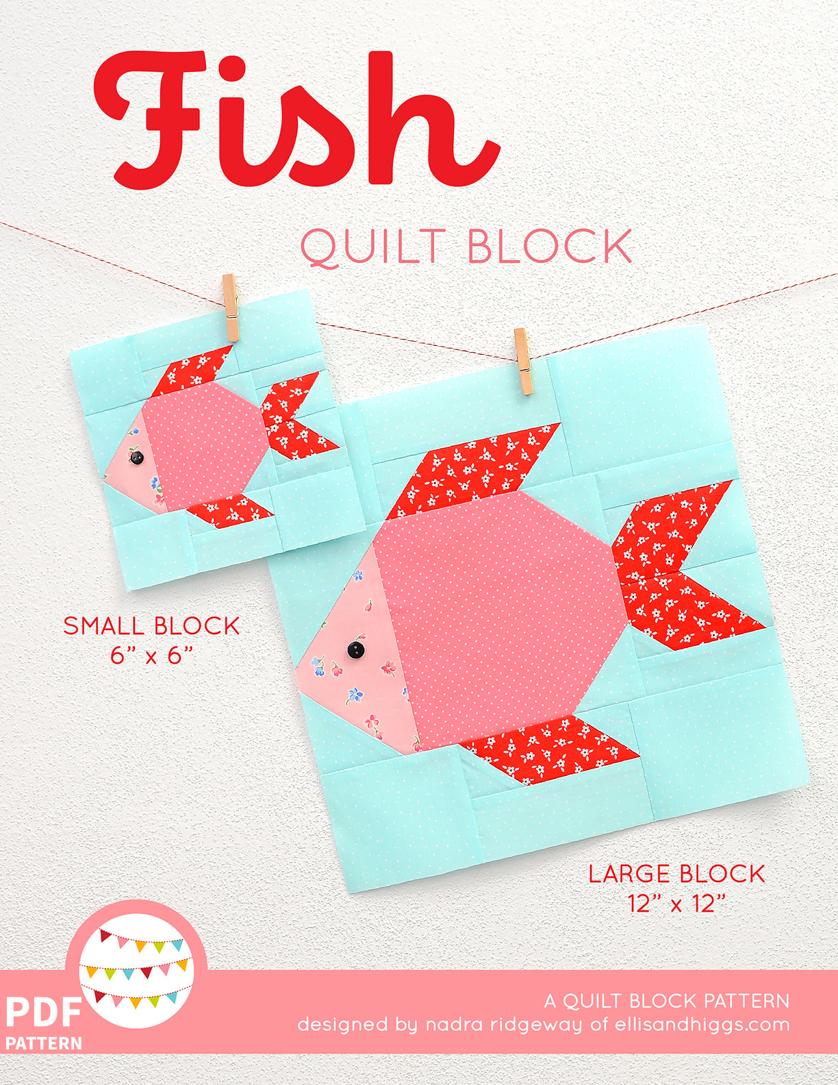 Pattern, Fish Quilt Block by Ellis & Higgs (digital download)
