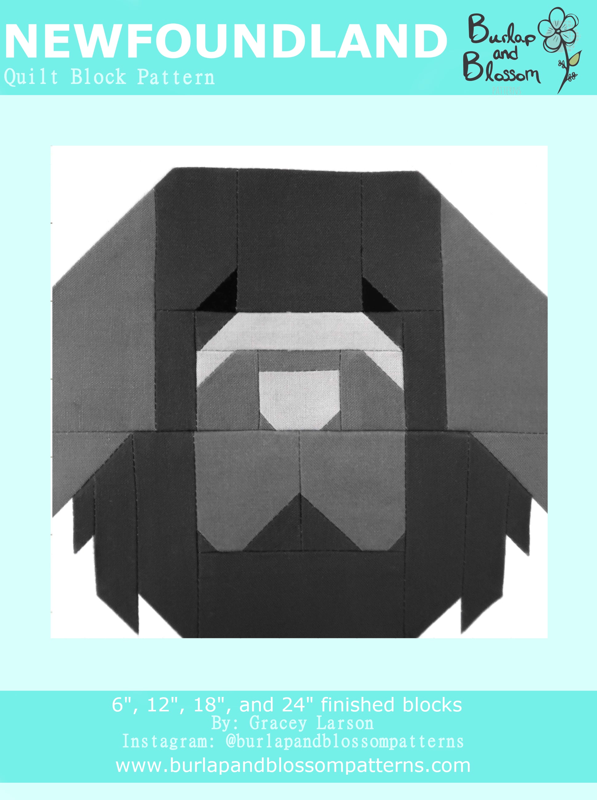 Pattern, Newfoundland Quilt Block by Burlap and Blossom (digital download)