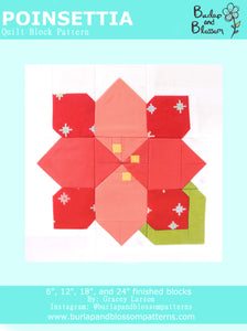 Pattern, Poinsettia Quilt Block by Burlap and Blossom (digital download)