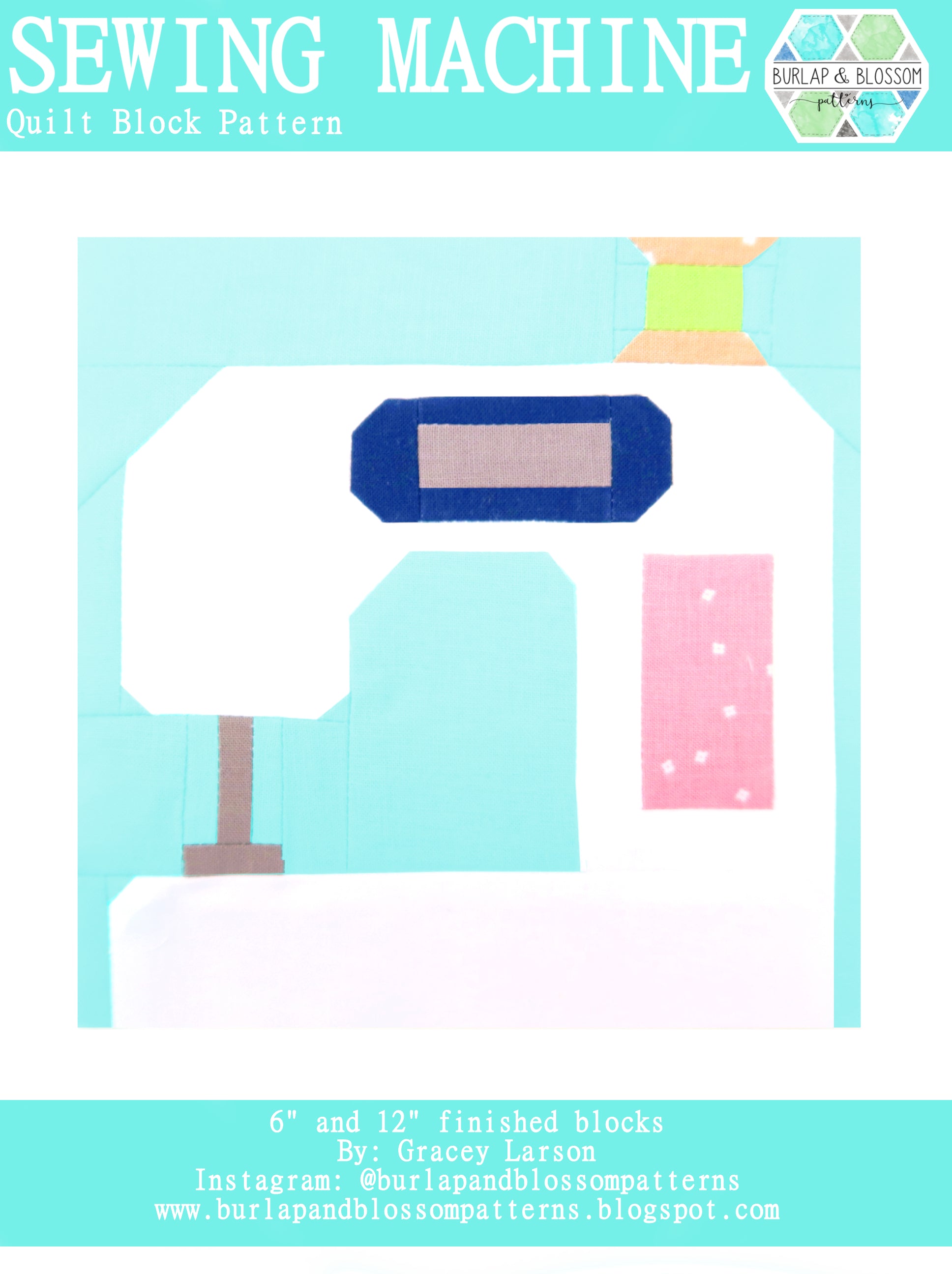 Pattern, Sewing Machine Quilt Block by Burlap and Blossom (digital download)