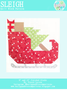 Pattern, Sleigh Quilt Block by Burlap and Blossom (digital download)