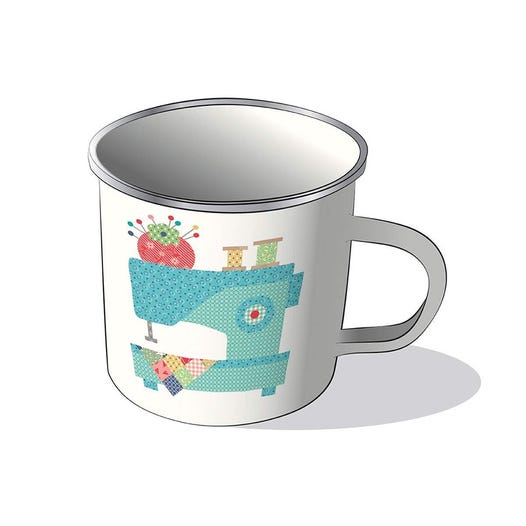 Mug, Vintage Happy 2 Sewing Machine Enamel Tin Mug by Lori Holt of Bee in my Bonnet