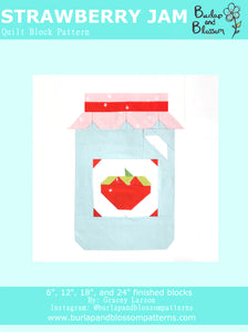Pattern, Strawberry Jam Quilt Block by Burlap and Blossom (digital download)