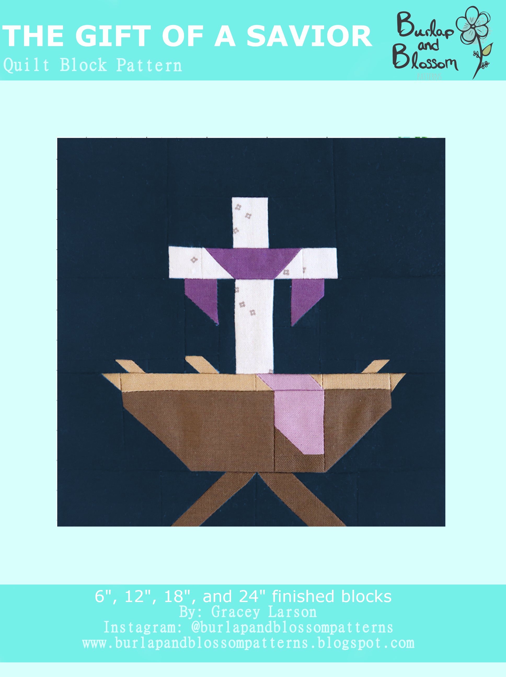 Pattern, The Gift of a Savior Christmas Quilt Block by Burlap and Blossom (digital download)