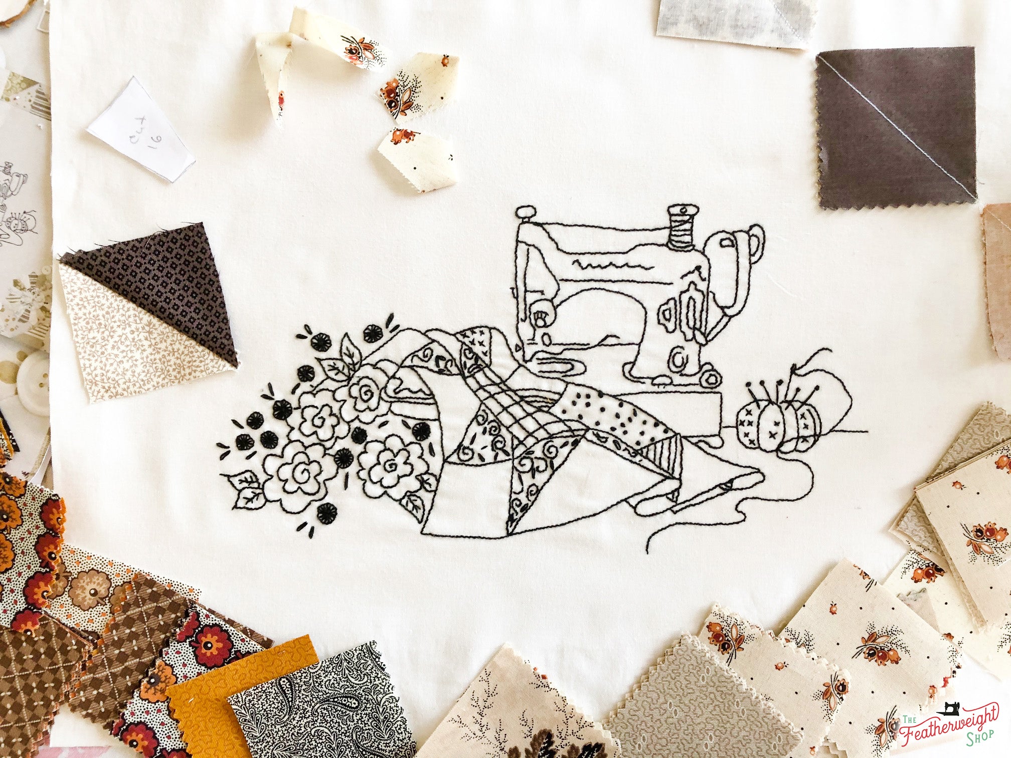 Featherweight Embroidery: Part 3 ~ Piecing the Border