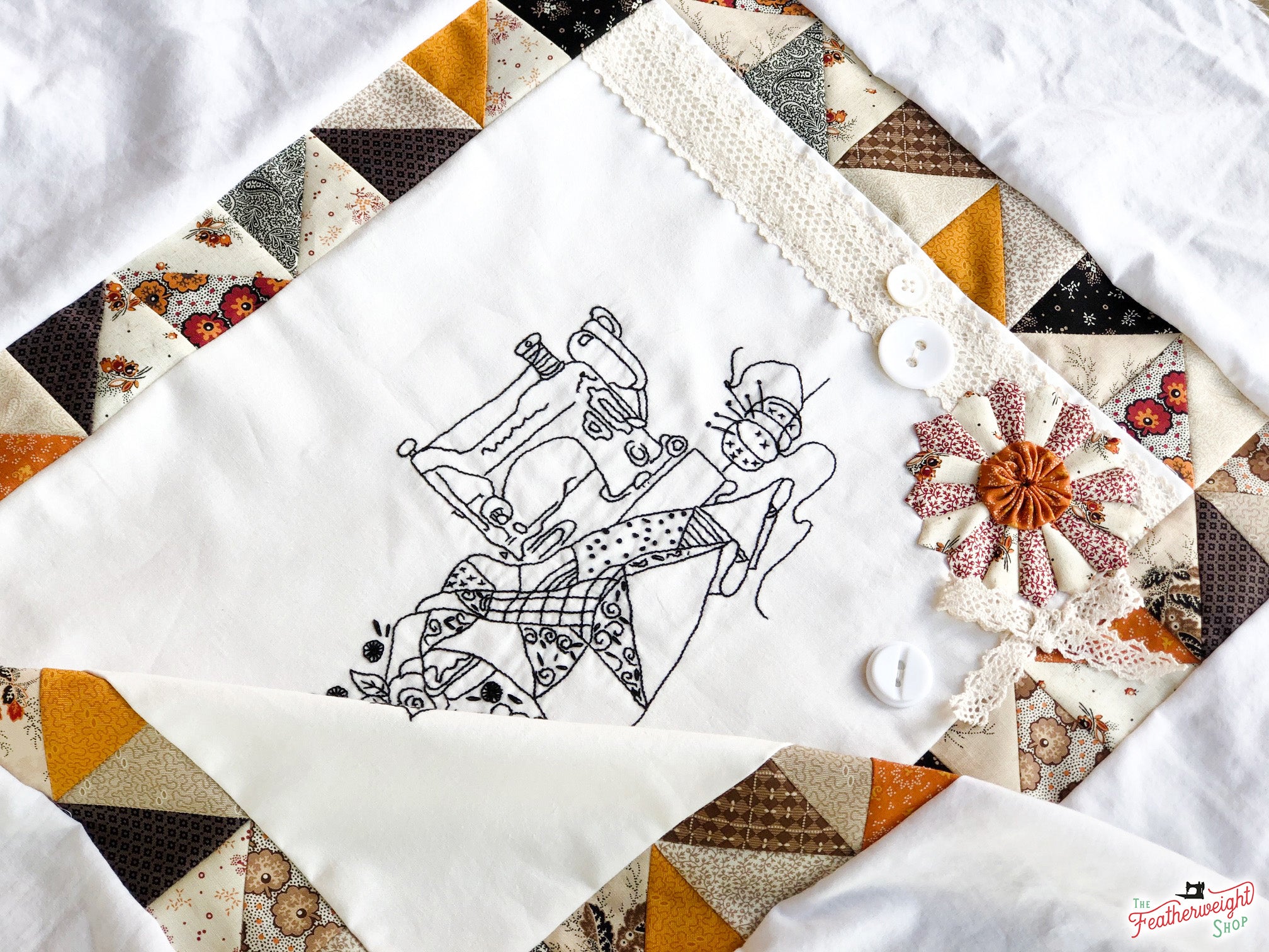 Featherweight Embroidery: Part 4 ~ Finishing Autumn Vintage