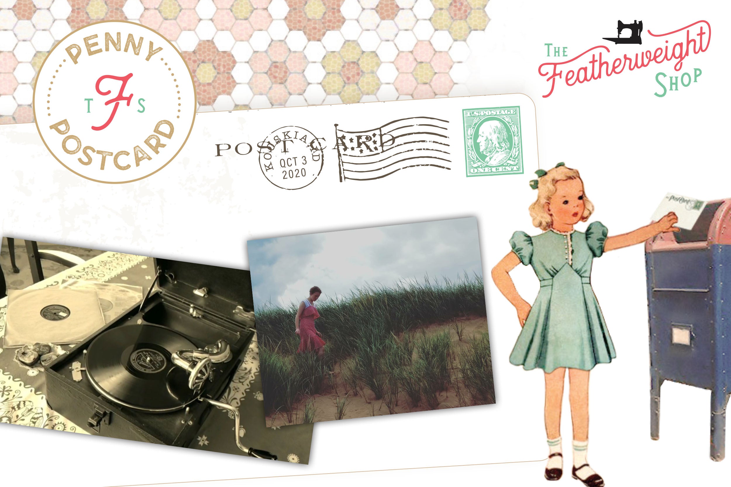 Penny Postcard: Old Record Player & Ballroom Dancing