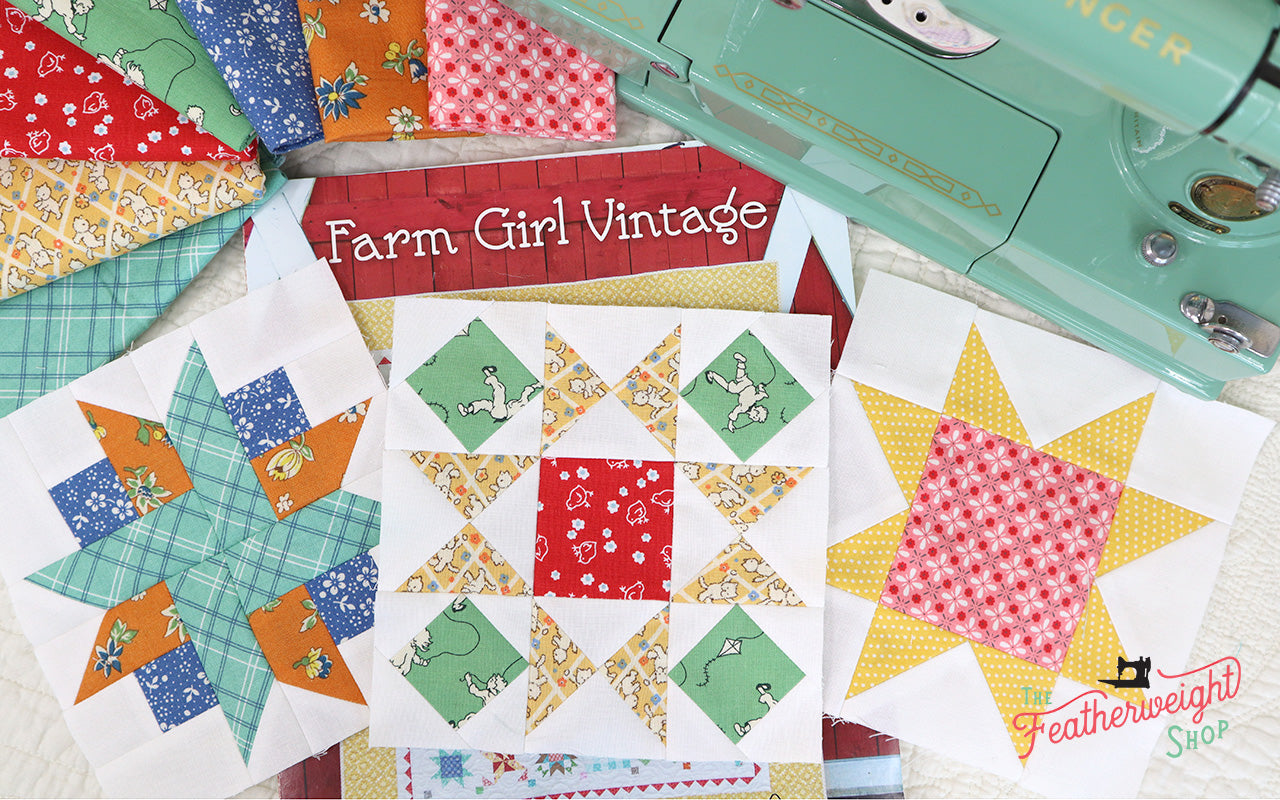 Blocks 36, 37, & 38 (Simple, Spring & Summer Star Blocks) - Farm Girl Vintage Quilt & Featherweight Shop Sew Along