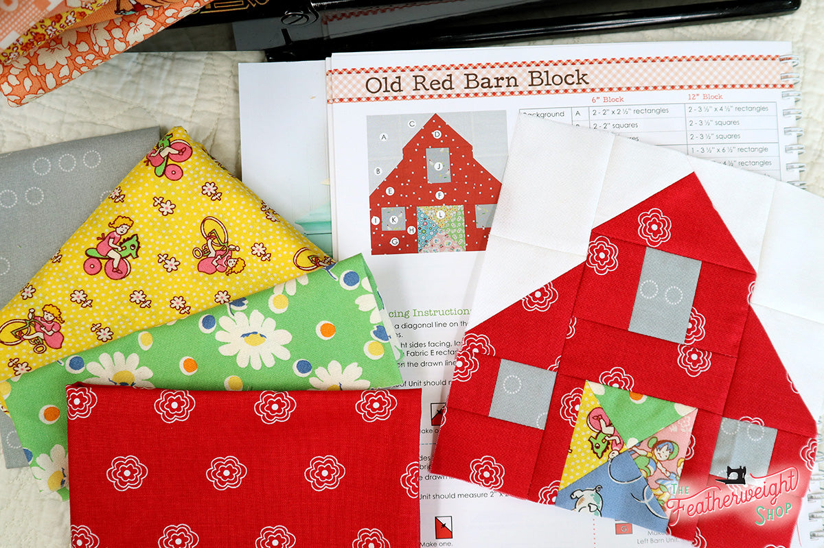 Blocks 27, 28 & 29 (Old Red Barn, Out to Pasture & Patchwork Pumpkin) - Farm Girl Vintage Quilt & Featherweight Shop Sew Along