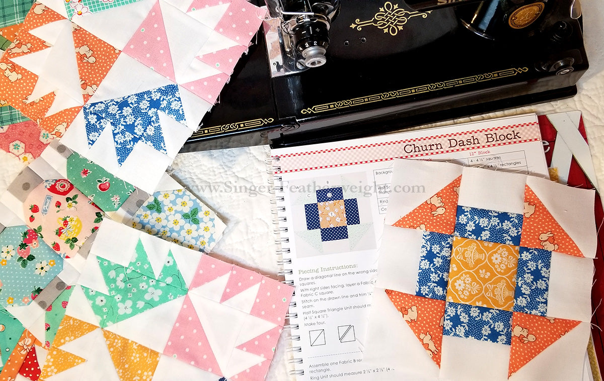 Farm Girl Vintage Quilt & Featherweight Sew Along - Block 7 & 8 (Chicken Foot & Churn Dash)