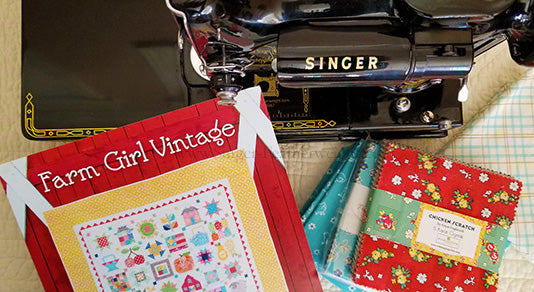 Farm Girl Vintage Quilt & Featherweight Sew Along - Block 1 (Apron Strings)