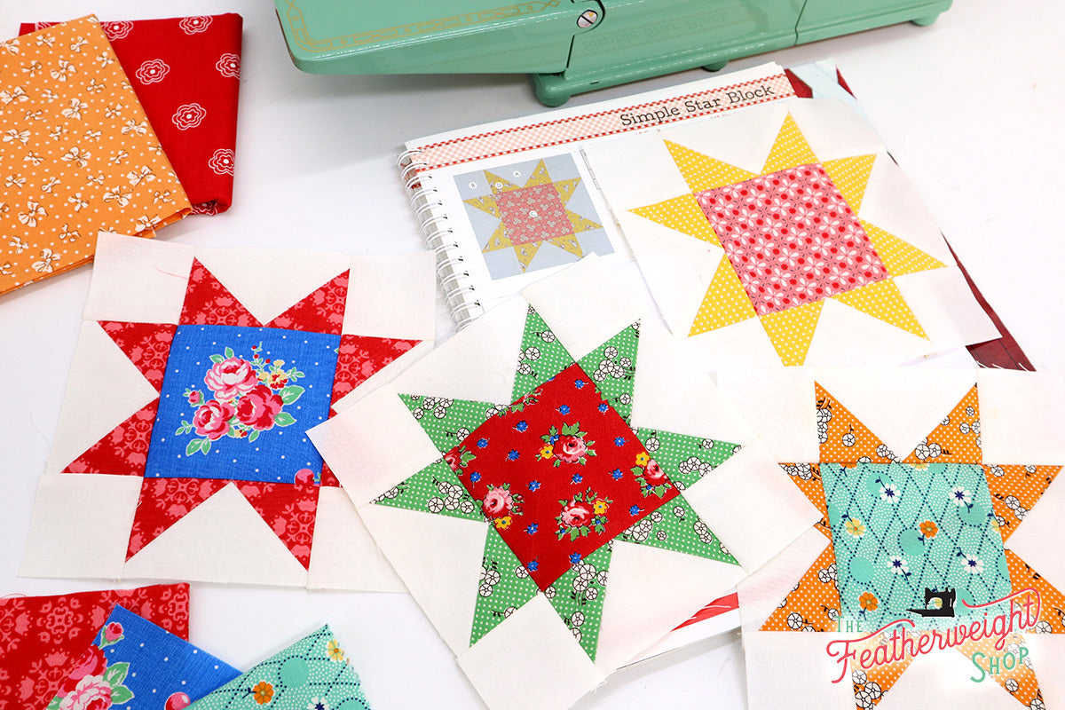 Blocks 46, 47 & 48 (Simple Star Blocks) - Farm Girl Vintage Quilt & Featherweight Shop Sew Along