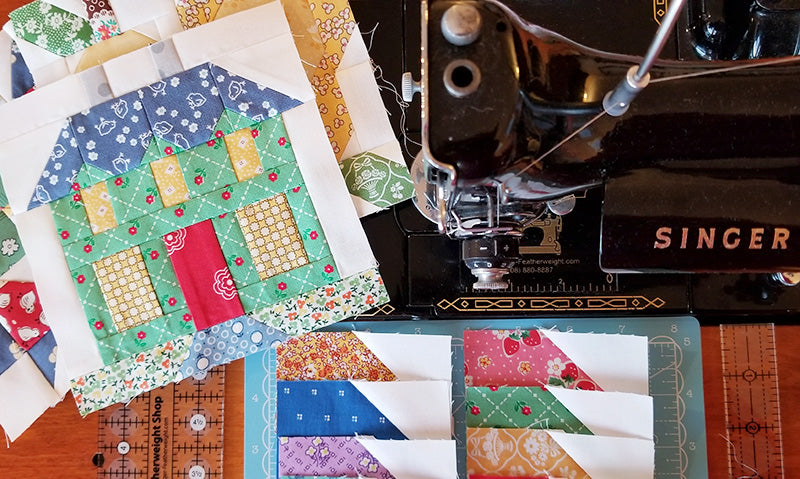 Blocks 18, 19, & 20 (Furrows, Gingham & Grandma's Quilt) - Farm Girl Vintage Quilt & Featherweight Shop Sew Along