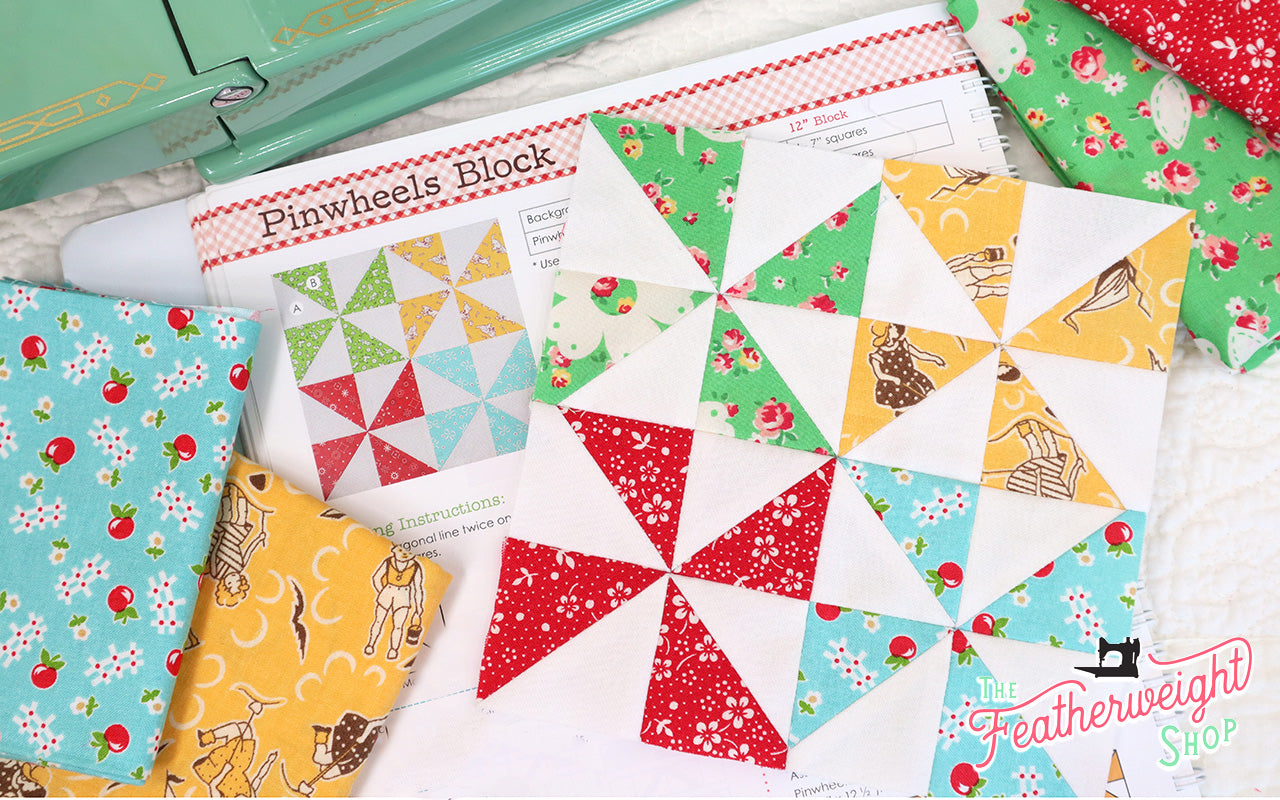 Blocks 30, 31 & 32 (Peas & Carrots, Pie Cherries & Pinwheels) - Farm Girl Vintage Quilt & Featherweight Shop Sew Along