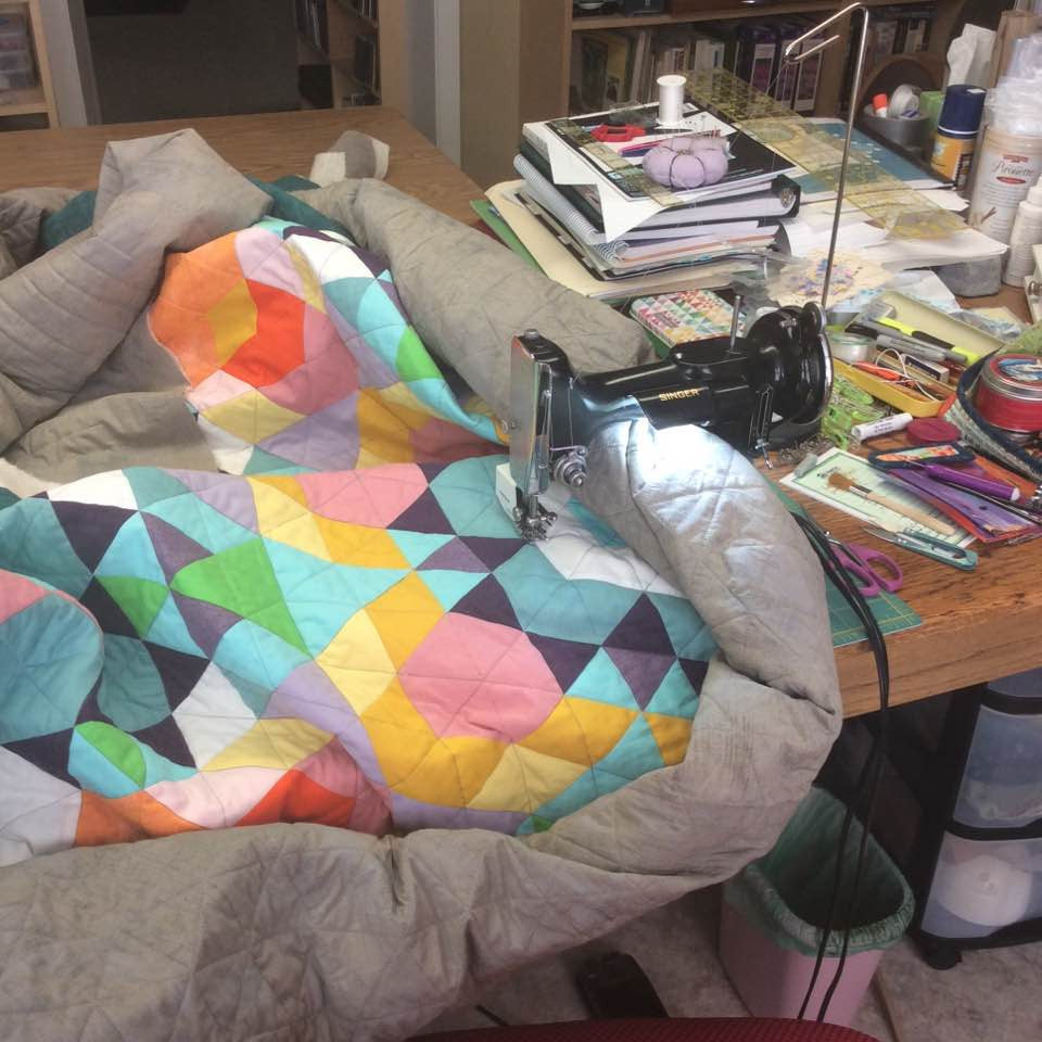 Quilting a King Size Quilt on a Featherweight Machine