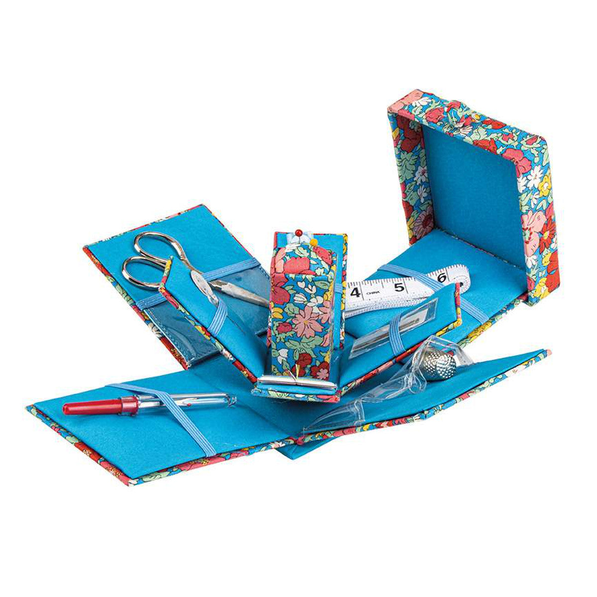 Victorian Style Sewing Box by Liberty London - Blue Cosmo Flower