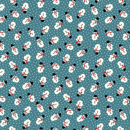 Fabric, Winter in Snowtown by Buttermilk Basin - Dark Blue Tossed Snowmen (by the yard)