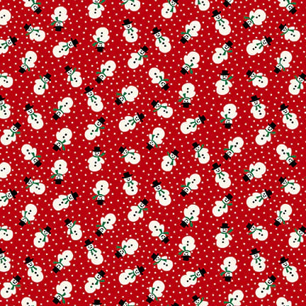 Fabric, Winter in Snowtown by Buttermilk Basin - Red Tossed Snowmen (by the yard)