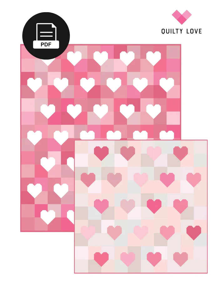 PATTERN, Patchwork Hearts Quilty Love by Emily Dennis