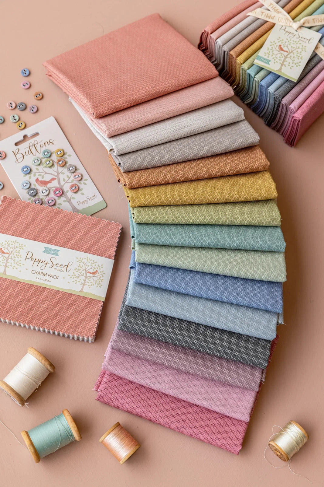 Fabric, Poppy Seed Fat Quarter Bundle from Tilda Fabrics