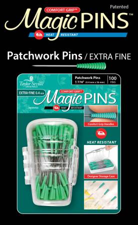 Magic Pins, 100 PATCHWORK Comfort Grip & Heat Resistant - Extra Fine Aqua