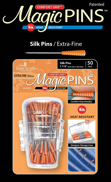 Magic Pins, 50 SILK Comfort Grip & Heat Resistant - Extra Fine Orange
