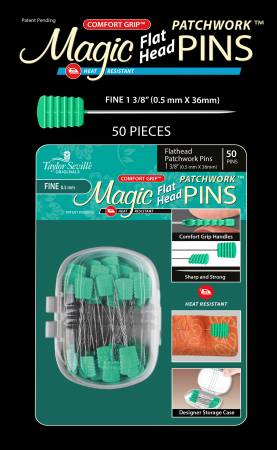 Magic Pins, 50 PATCHWORK FLAT HEAD & Heat Resistant - Fine Jadeite Green