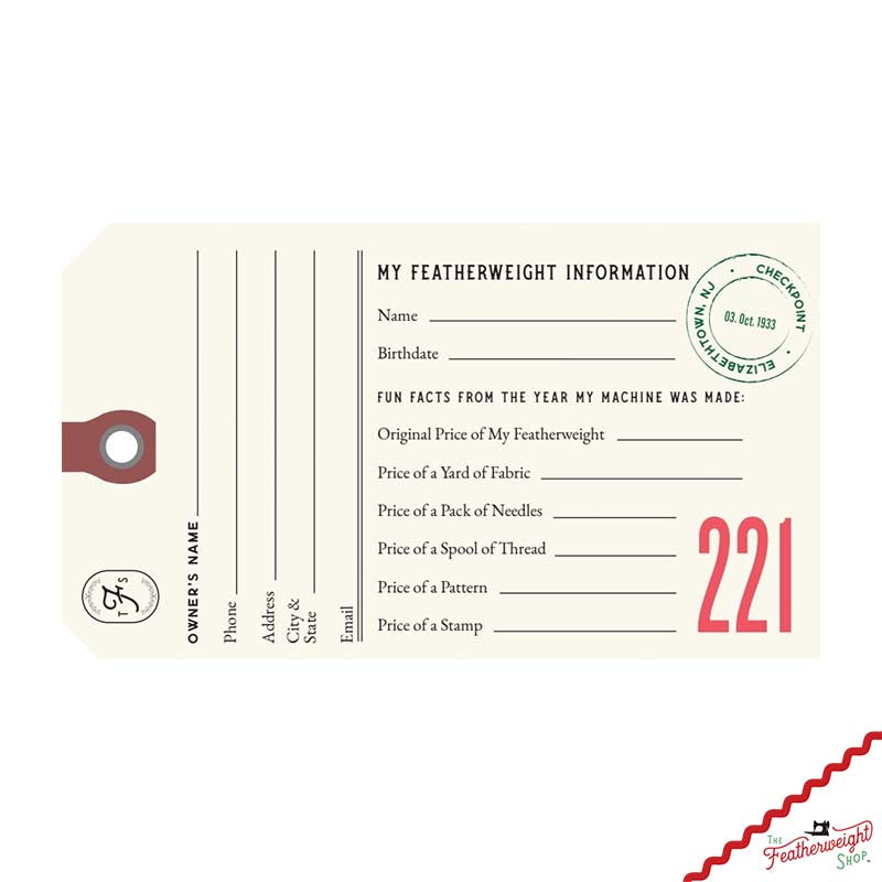 221 Luggage & I.D. Tag for Singer Featherweight