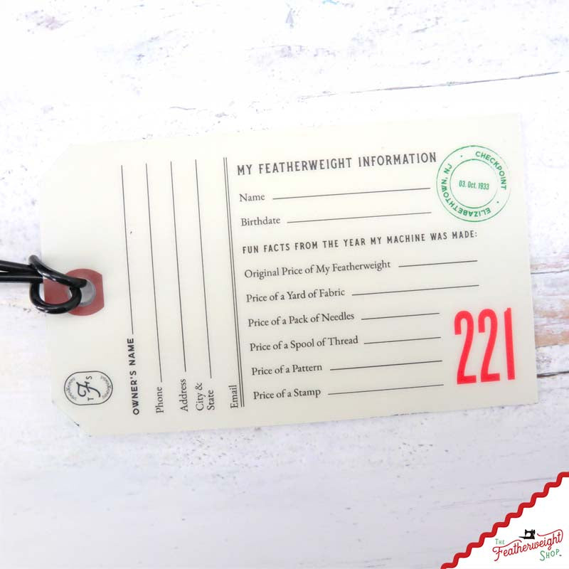 221 Luggage & I.D. Tag for Singer Featherweight