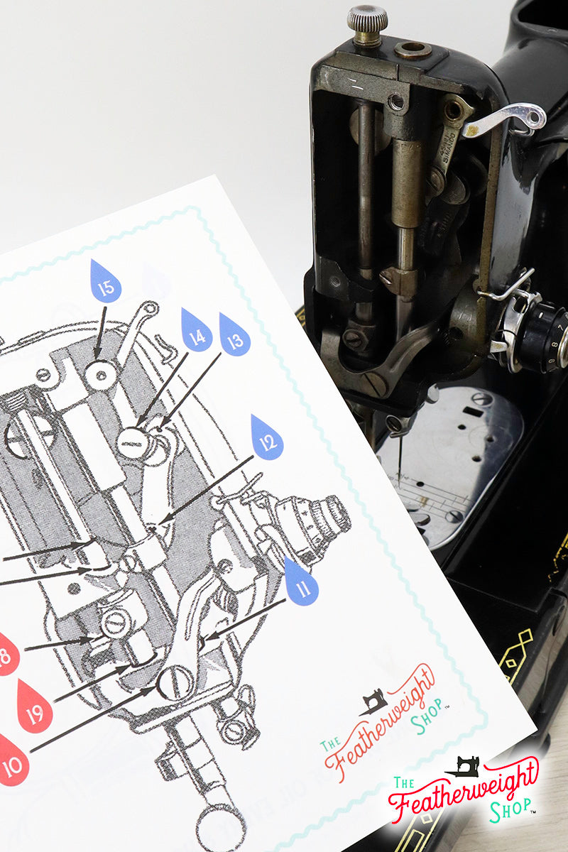 Oiling Chart Diagram, 222K FREE-Arm Singer Featherweight